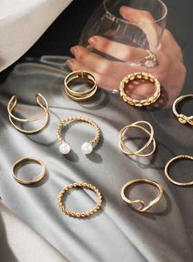 极速10 piece ring set Men'Es women's 合金10件套戒指
