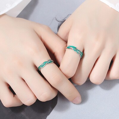 极速Leaves Lover Couple Rings Set Adjustable Ring For ZMen W