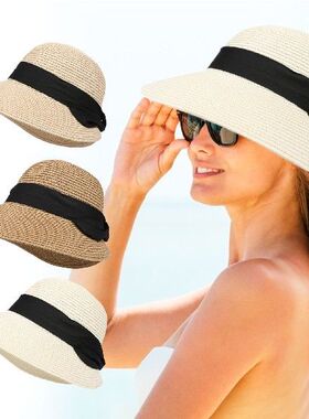 极速Beach Straw Hat Travel SummeDr UV Protection Cap Floppy