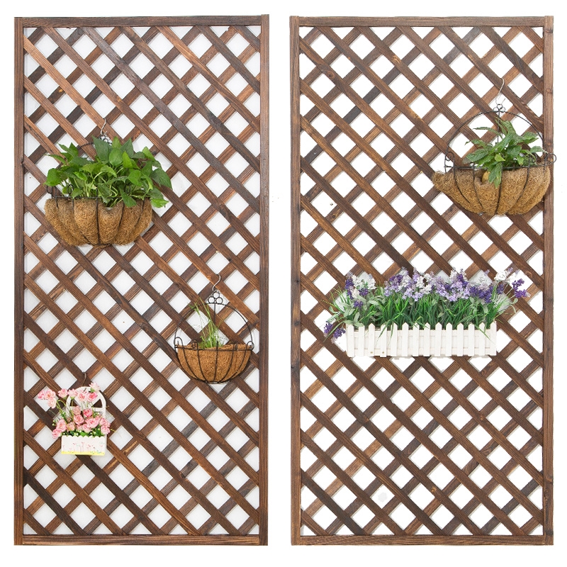 极速2023木栅栏网格网片阳m台壁挂隔断花架木质围U栏护栏爬藤花架