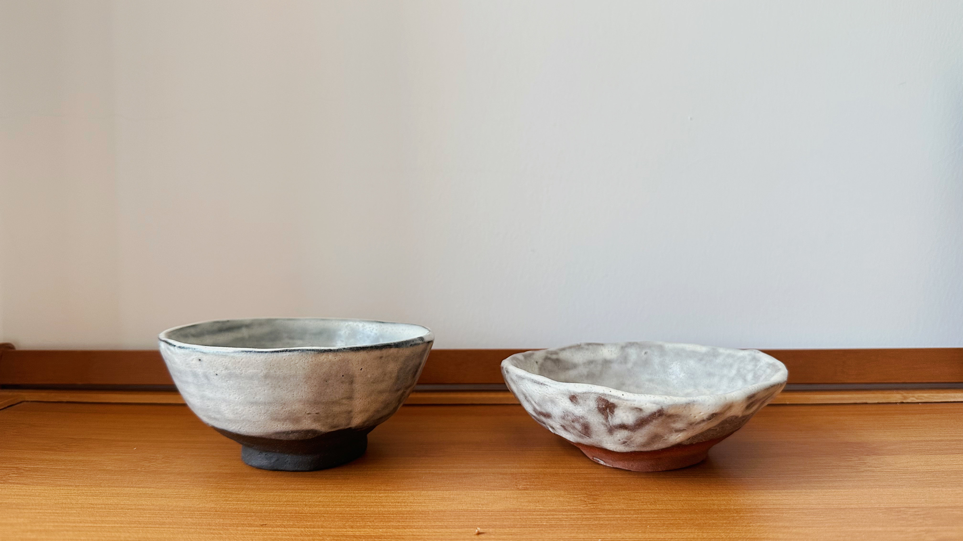 绝美 日本中古老货全新保存品 柴烧职人手捏茶碗钵饭碗志野手绘碟