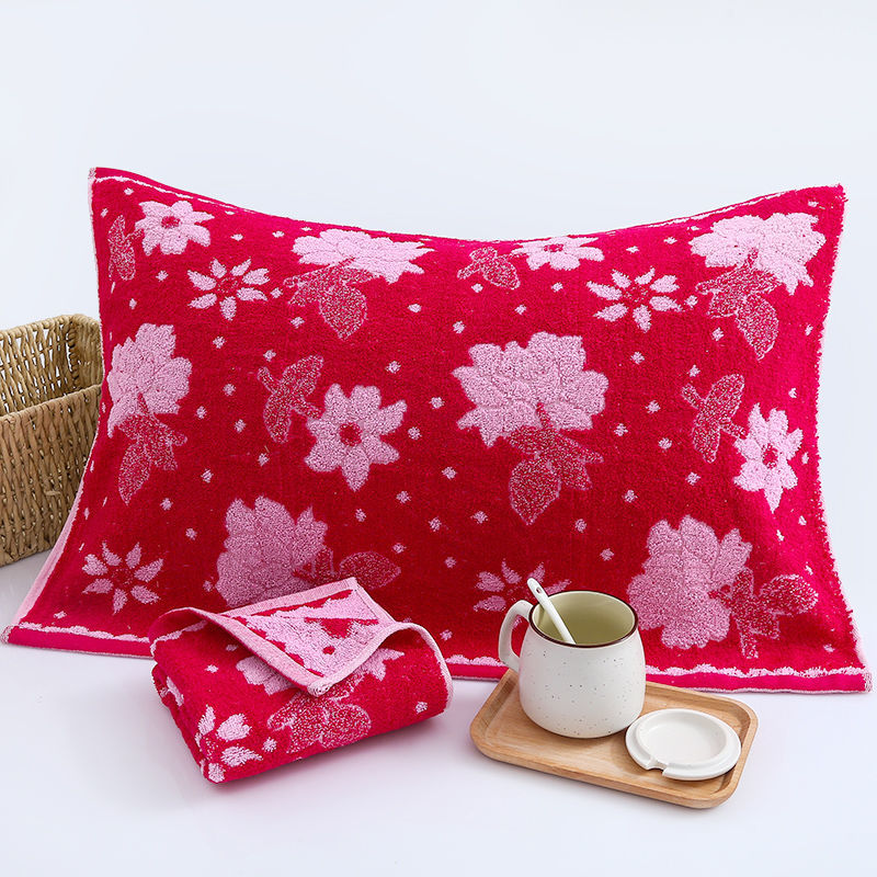 80年代老式枕巾一对装毛圈款枕头巾加大加厚含棉枕巾老人四季通用