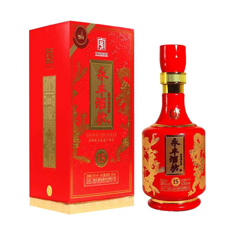 永丰酒坊北京二锅头 经典红瓶喜宴 浓香型白酒 酒坊15 38度500ml