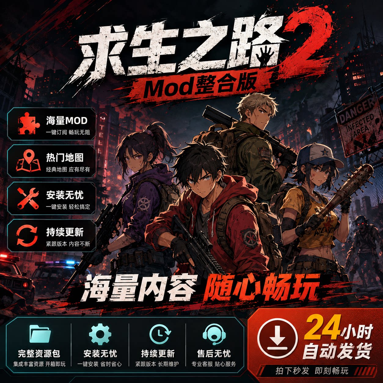 求生之路2MOD300+自选整合包二次元懒人整合包武器人物语音道具