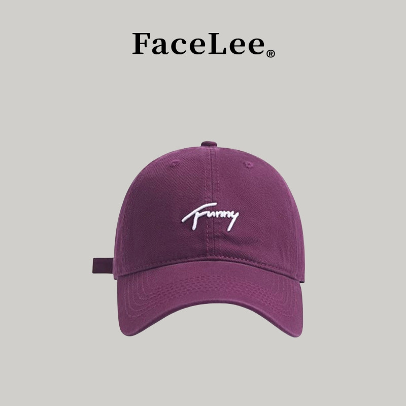 FaceLee日本设计师联名款秋季遮阳防晒帽子紫色鸭舌帽女款显脸小
