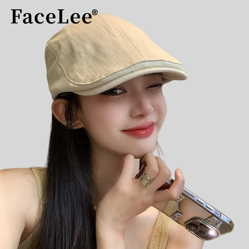 FaceLee日本设计师联名款大头围法式贝雷帽女春夏款反戴古着前进