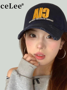 FaceLee日本设计师联名款鸭舌帽女2026新款大帽檐做旧帽子秋冬大