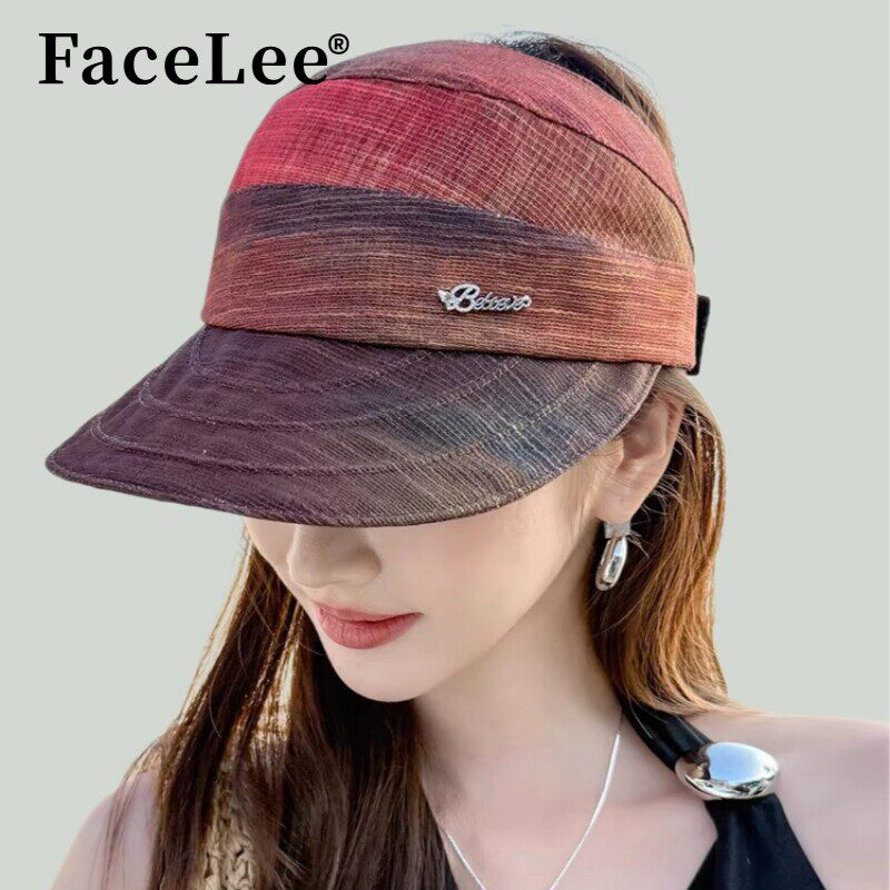 FaceLee日本设计师联名款新款鸭舌防晒帽子空顶帽女士秋季宽檐遮
