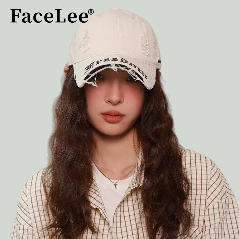 FaceLee日本设计师联名款2025新款个性潮搭方帽檐软顶破洞棒球帽,服饰配件/皮带/帽子/围巾,手帕,淘宝优惠券,粉丝福利购,淘宝优惠卷