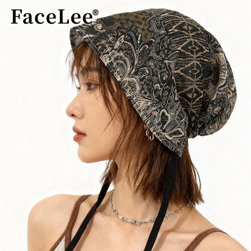 FaceLee日本设计师联名款几何腰果花雪纺夏季小众设计感堆堆帽女
