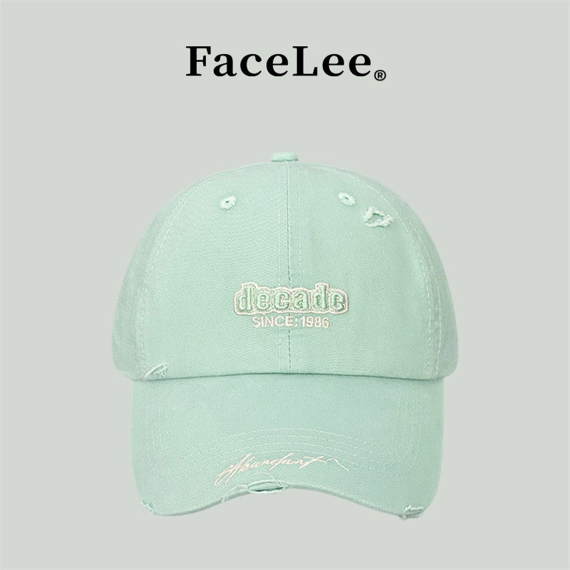 FaceLee日本设计师联名款复古破洞做旧棒球帽女显白百搭大头围鸭,服饰配件/皮带/帽子/围巾,手帕,淘宝优惠券,粉丝福利购,淘宝优惠卷