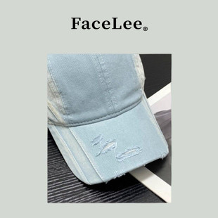 FaceLee日本设计师联名款2026新款美式大头围水洗破洞棒球帽女春