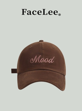 FaceLee日本设计师联名款韩系秋冬磨毛字母刺绣棒球帽子女宽帽檐