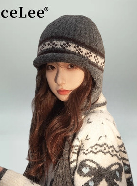 FaceLee日本设计师联名款韩系针织帽女秋冬显脸小飞行帽子保暖防