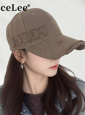 FaceLee日本设计师联名款复古破洞棒球帽女新款加大加深宽檐显脸