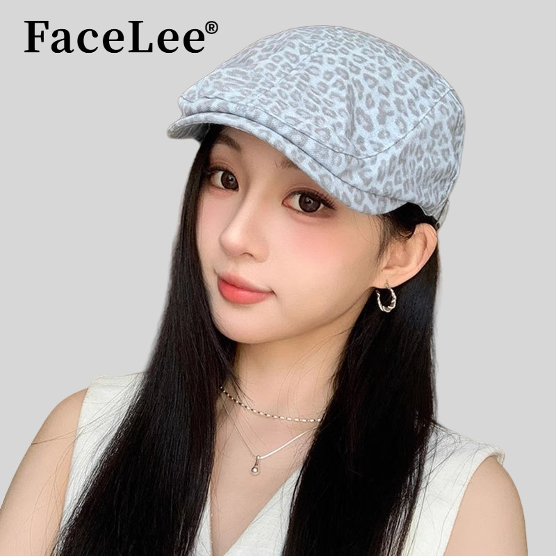 FaceLee日本设计师联名款多巴胺复古豹纹前进帽女2025秋季大头围