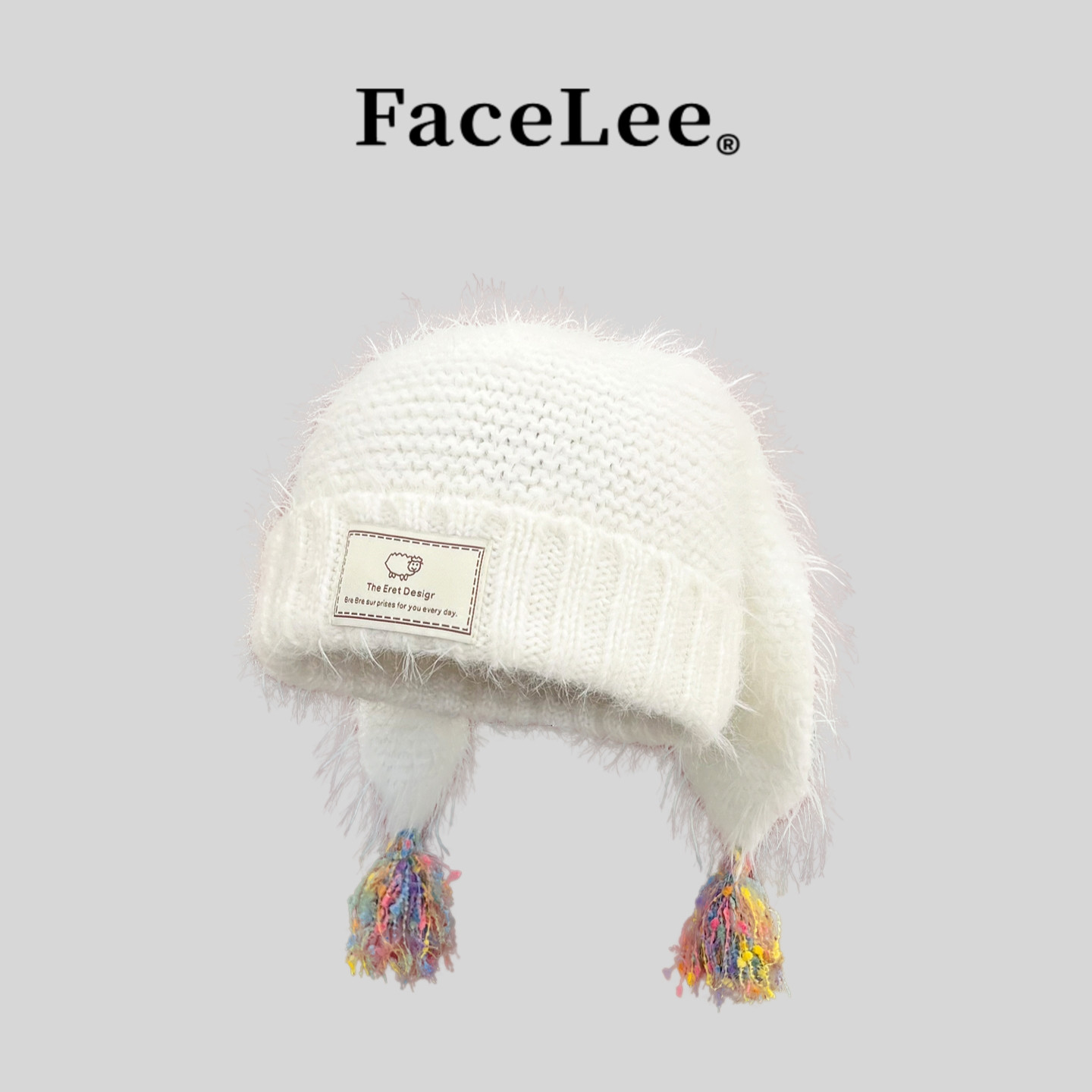 FaceLee日本设计师联名款2025新款可爱兔耳朵毛线帽子女秋冬保暖