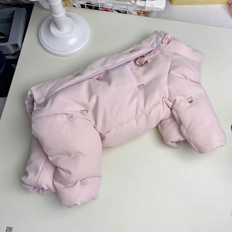 宠物猫咪狗狗秋冬装加厚防寒四脚棉服泰迪比熊狗狗包肚加绒棉衣