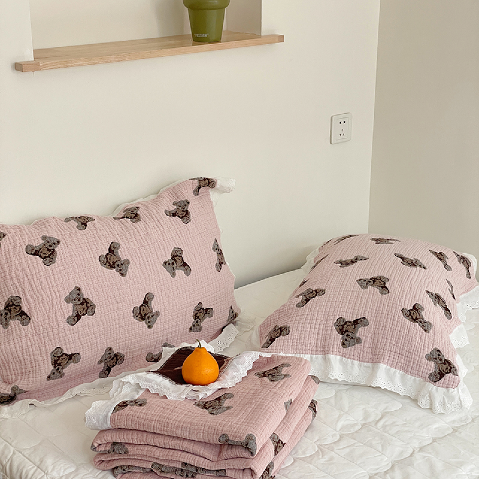 A类纯棉枕巾一对装纱布韩式高档简约全棉枕头巾加宽加大双面可用