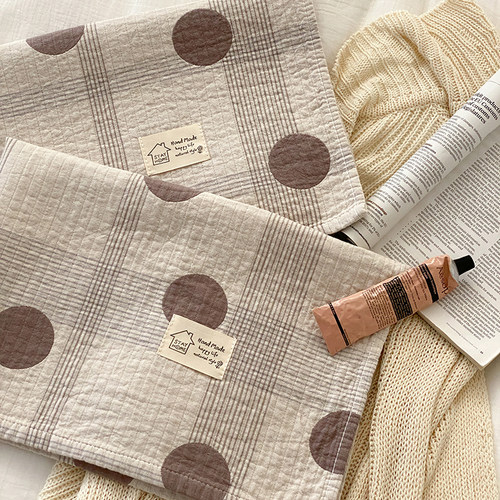 安懒懒 宅寂风日系纯棉纱布枕巾全棉色织提花简约ins轻奢52x75cm