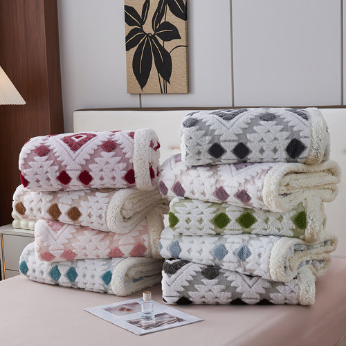 安懒懒 阳离子羊羔绒毛毯盖毯毯子波西米亚风午睡毯休闲毯办公室