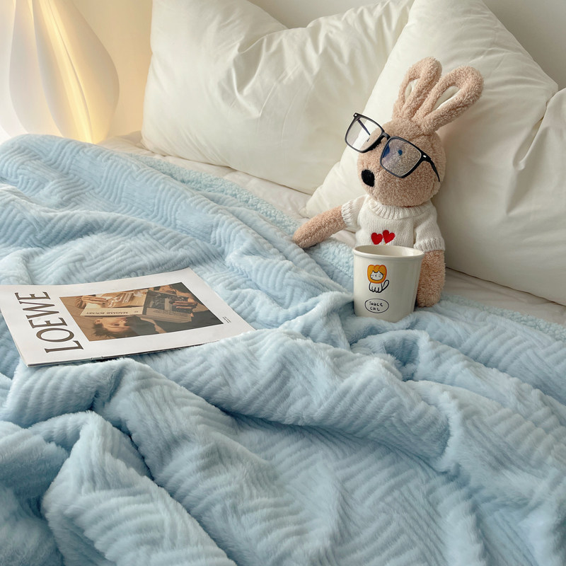安懒懒 韩系ins风提花兔毛绒毯毛毯毯子午睡盖毯柔软软萌小清新