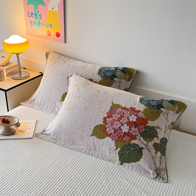 安懒懒全棉水洗棉纱布枕巾一对