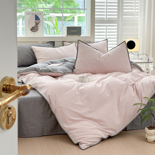 安懒懒 A类全棉色织水洗棉被套格子条纹四件套学生宿舍被罩三件套