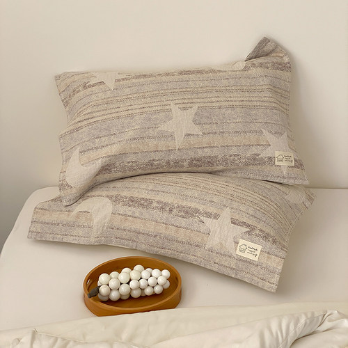 安懒懒 宅寂风日系纯棉纱布枕巾全棉色织提花简约ins轻奢52x75cm