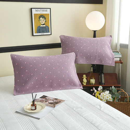 安懒懒 纯棉三层纱水洗棉枕巾一对装全棉简约柔软四季通用50*80cm