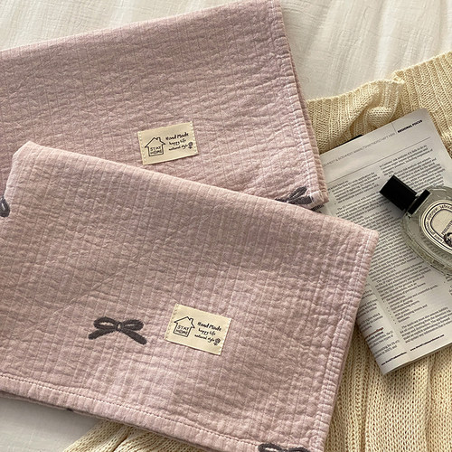 安懒懒 宅寂风日系纯棉纱布枕巾全棉色织提花简约ins轻奢52x75cm