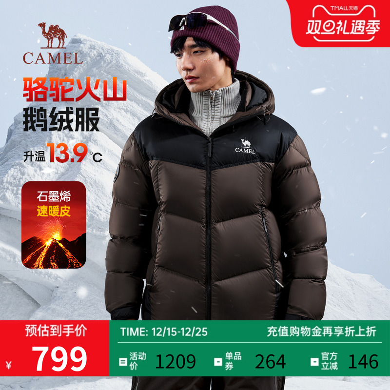 骆驼火山鹅绒羽绒服保暖