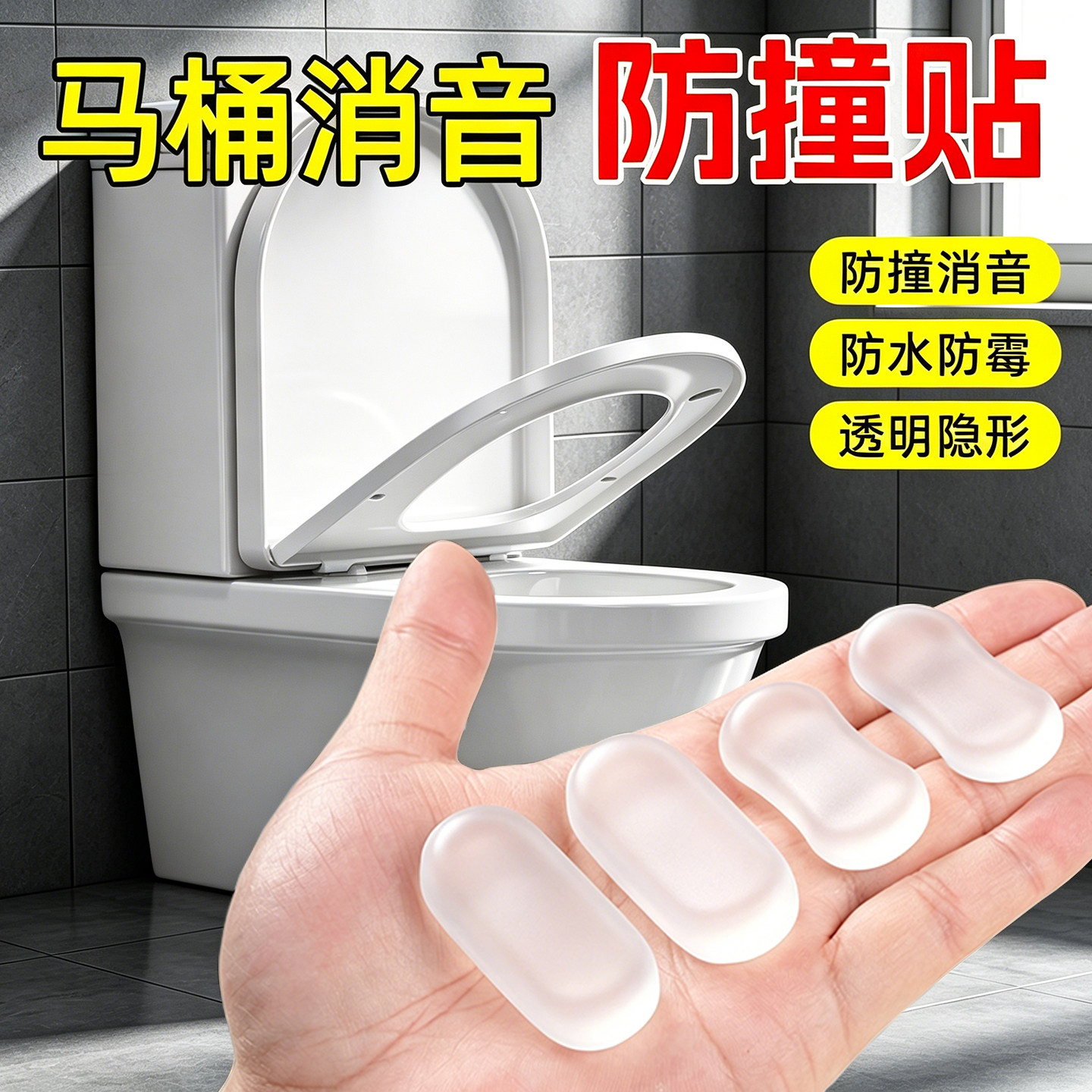 马桶盖坐便器防撞防滑静音缓冲减震硅胶垫增高贴片座圈盖板通用垫图片
