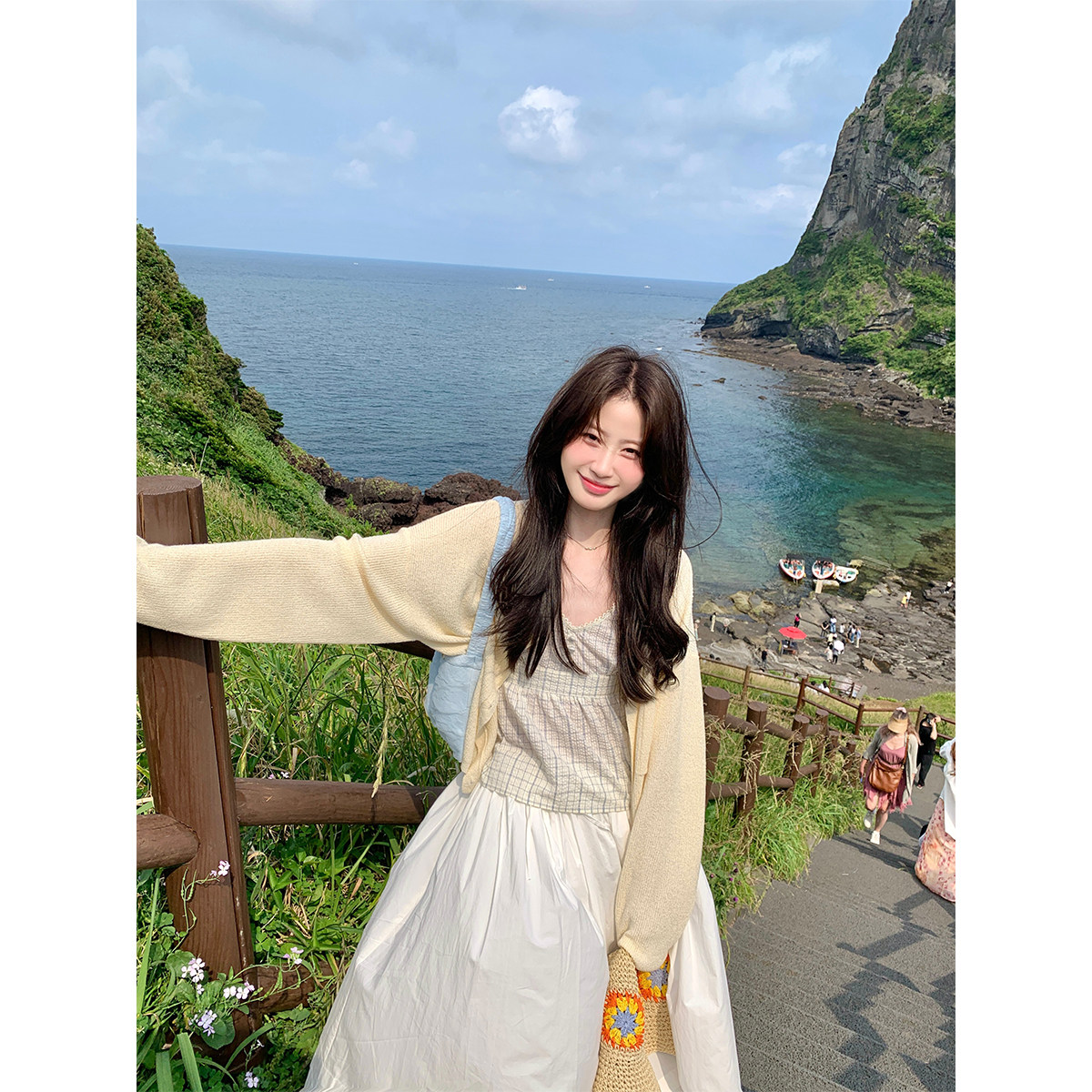 JeJuna炸鸡欧尼 青梨冰沙 2色冰纱夏款沁肤奶糖开衫薄款长袖上衣