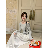 设计感花苞裙女 65棉系带不规则针织衫 JeJuna炸鸡欧尼 雪克白兰地