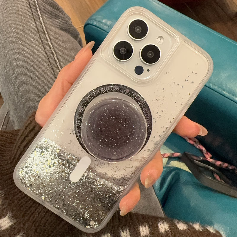 【睿潮】磁吸magsafet支架适用苹果16promax手机壳新款iphone15pro保护套透明全包防摔壳闪粉流沙动态