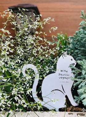 铁艺做旧可爱猫咪地插花插摆件剪影装饰铁片猫咪印花造景插件INS