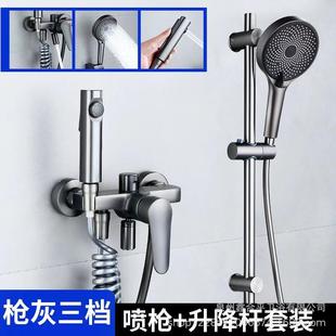 直销卫生间全铜枪灰色极简简易花洒套装 新款 家用浴室淋浴无顶喷花