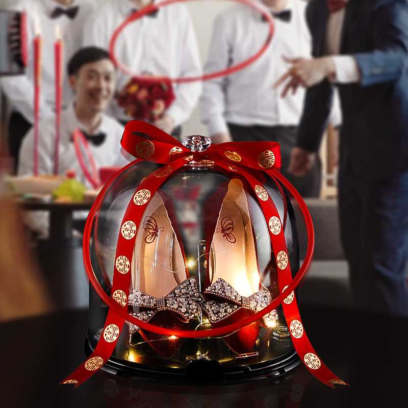 新款直销结婚游戏接亲道具婚鞋盒子带锁套圈创意婚礼堵门拦门整蛊