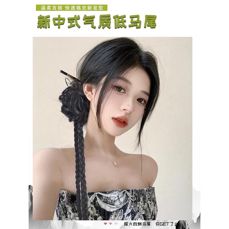 新款直销假发辫子马尾女新中式编发汉服古风抓夹发包麻花长辫子拳