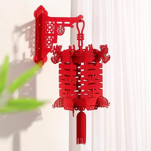 新款直销结婚客厅装饰女方婚礼新房卧室吊顶灯笼拉花喜字挂饰婚房