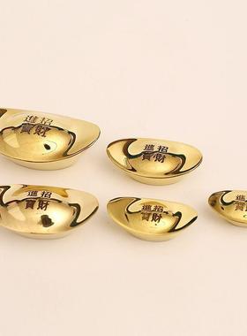 新款直销铜元宝黄铜摆件全铜实心仿古元宝大号配聚宝盆师傅工艺品