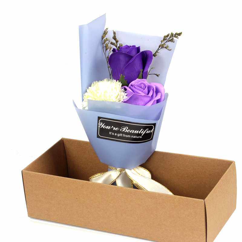 新款直销母亲节礼物送妈妈3朵康乃馨玫瑰香皂花束礼盒节庆活动随