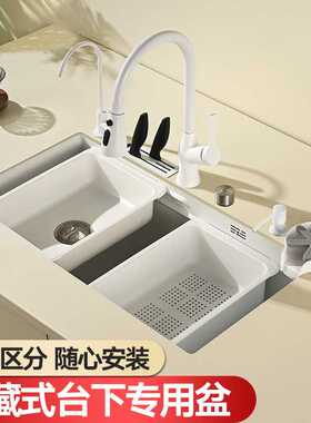 新款直销网红白色纳米涂层单孔刀架手工一体304不锈钢厨房水槽洗