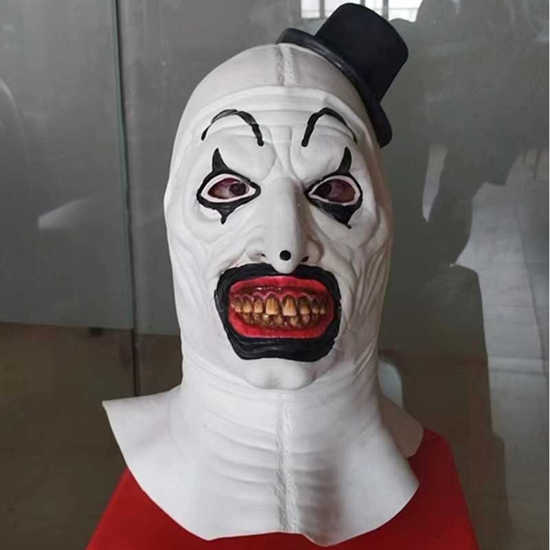 新款直销小丑帽子断魂乳胶面具万圣节舞会表演头套外贸独立站亚马