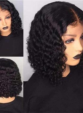 新款直销欧美发前蕾丝小卷假发 wig欧美假发女士渐变色短卷发化纤