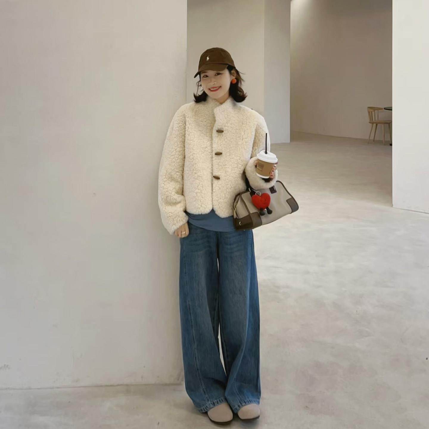 米色小香风洋气立领短呢子大衣女秋冬季时尚减龄牛角扣圈圈毛外套,运动/瑜伽/健身/球迷用品,广场舞套装,淘宝优惠券,粉丝福利购,淘宝优惠卷