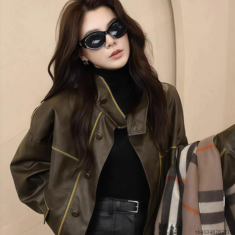 黑色皮衣外套女2025秋季新款高级感短款PU皮夹克美式覆古小皮衣潮