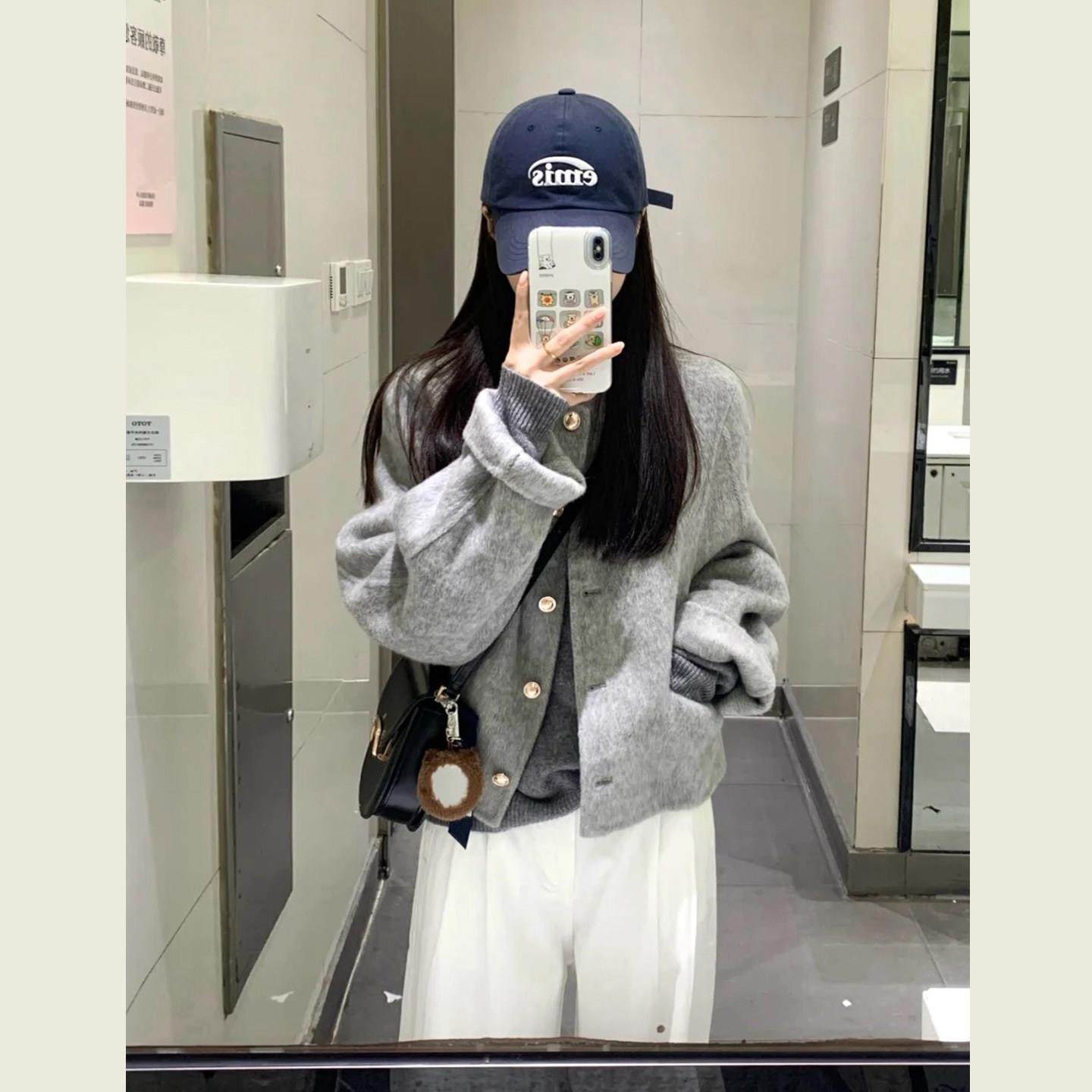 韩系赫本风灰色呢子大衣呢子上衣女秋冬季小个子圆领短款毛呢外套,运动/瑜伽/健身/球迷用品,广场舞套装,淘宝优惠券,粉丝福利购,淘宝优惠卷