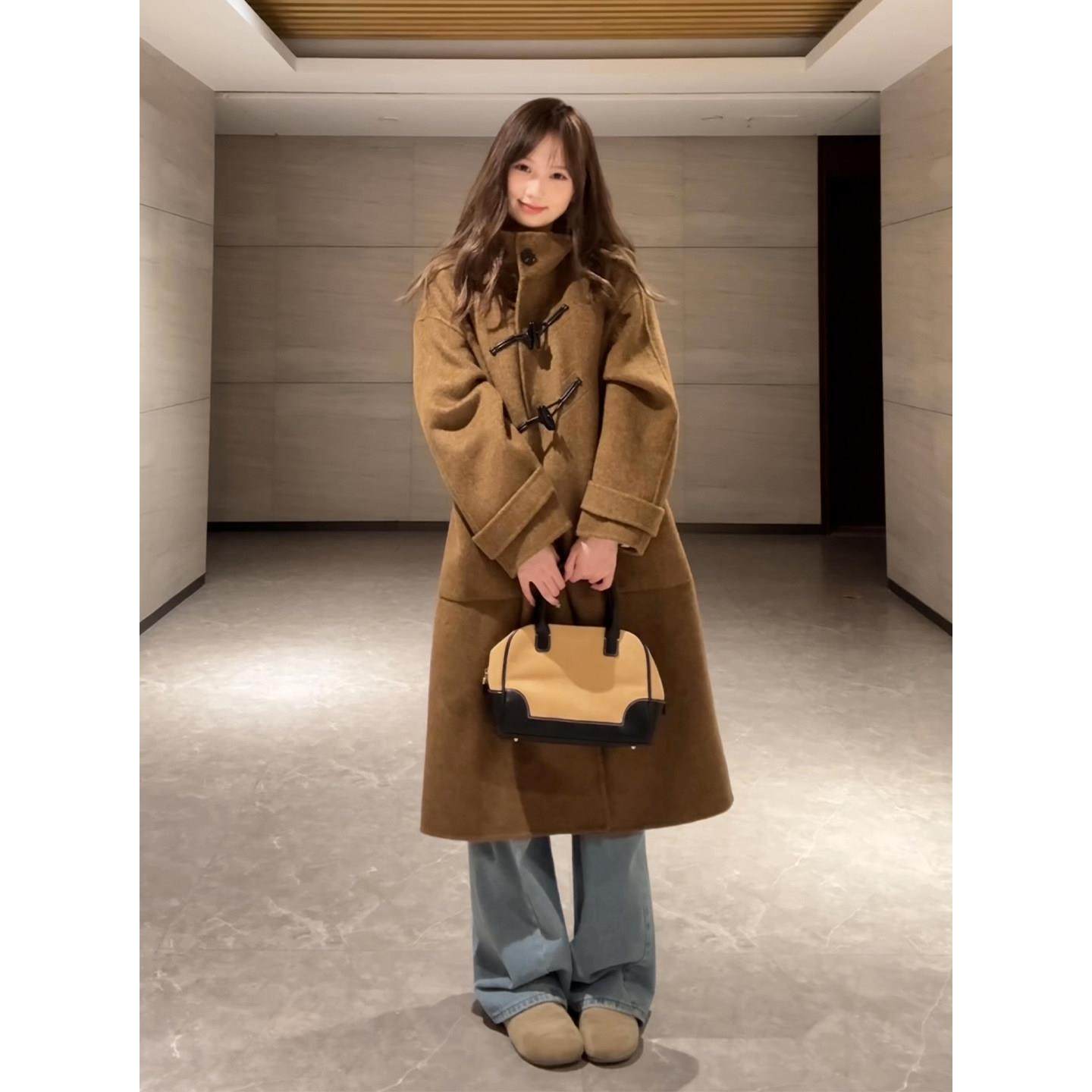 独特超好看牛角扣呢子大衣女冬季2025新款棕色毛呢外套加厚中长款,运动/瑜伽/健身/球迷用品,广场舞套装,淘宝优惠券,粉丝福利购,淘宝优惠卷